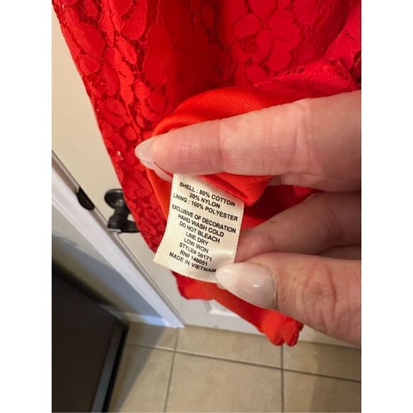 Monteau Women’s Red High Neck Lace Dress - Size Medium - 58171 - Picture 9 of 9